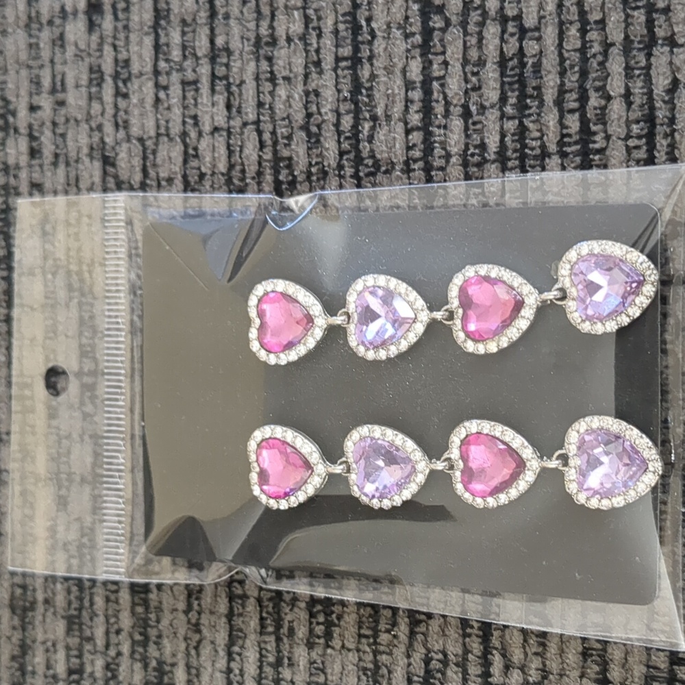 Multi Gem and Crystal Heart Earrings